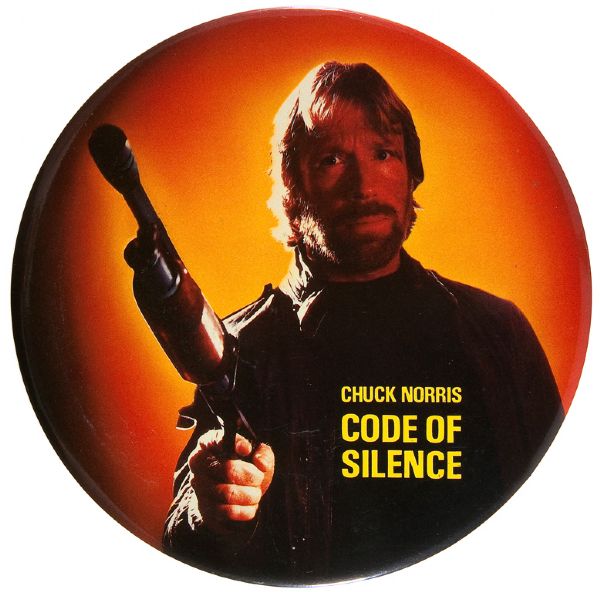 CHUCK NORRIS CODE OF SILENCE LARGE 6 MOVIE BUTTON.