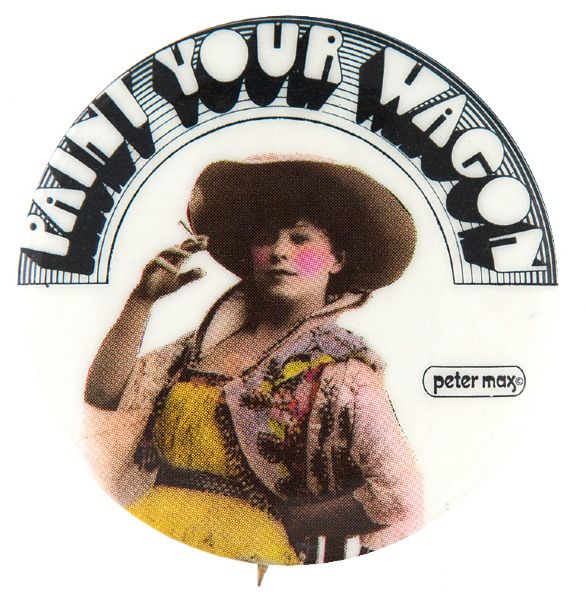 “PETER MAX” MOVIE BUTTON DESIGN FOR “PAINT YOUR WAGON.” 