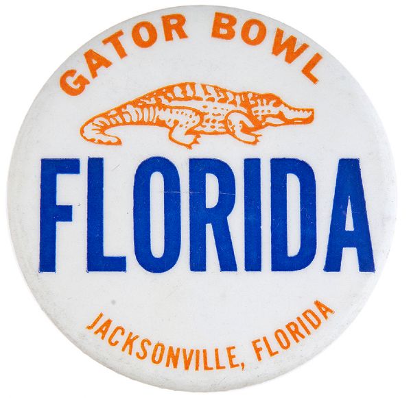 “FLORIDA GATOR BOWL / JACKSONVILLE, FLORIDA” FOOTBALL BUTTON.