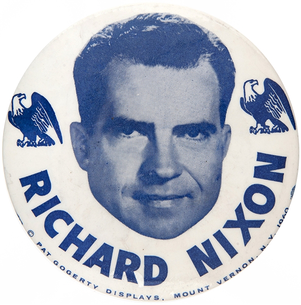 “RICHARD NIXON” 1960 LARGE 4” HAKE GUIDE #2017 BUTTON.