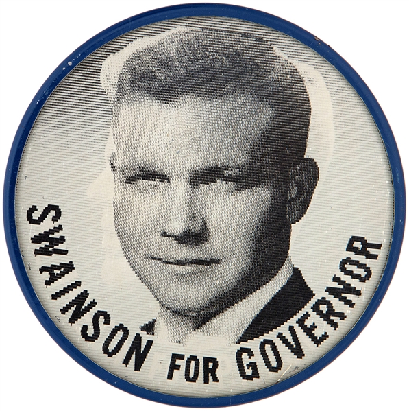 VARI-VUE FLASHER FROM 1960 READS KENNEDY FOR PRESIDENT/SWAINSON FOR GOVERNOR.