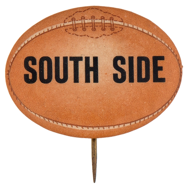 “SOUTH SIDE” 1930s FOOTBALL DESIGN FIGURAL BUTTON.