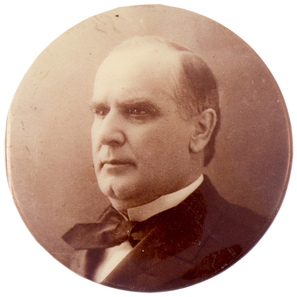 WILLIAM McKINLEY CIRCA 1896 REAL PHOTO PRESIDENTIAL CAMPAIGN BUTTON.