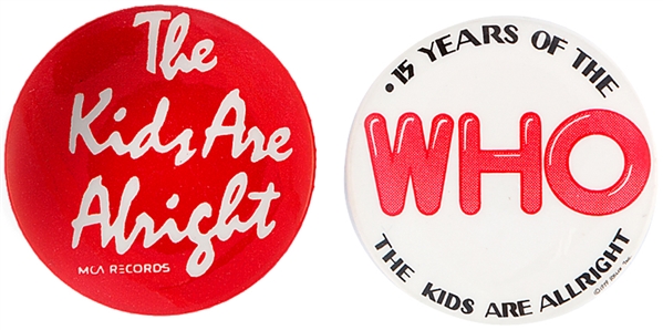 THE WHO PAIR OF 1979 ROCK BAND BUTTONS.