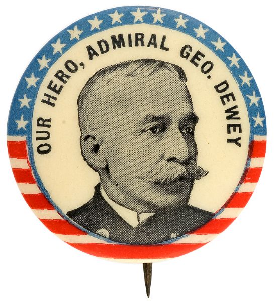 “OUR HERO ADMIRAL GEO. DEWEY” 1898 PORTRAIT BUTTON.