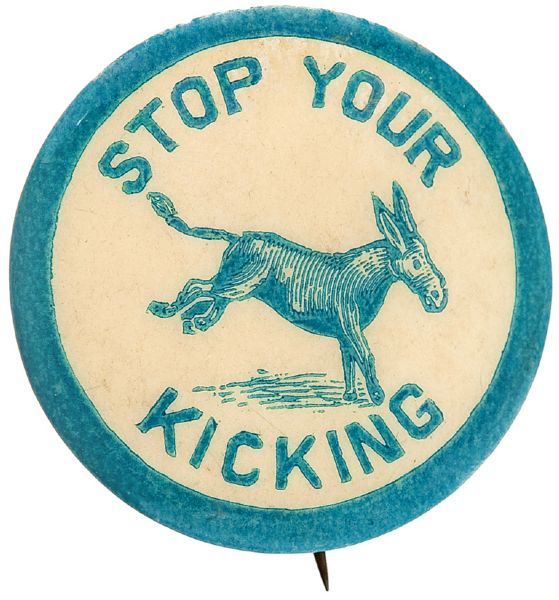 JOHNSON SMITH FAMOUS NOVELTY SUPPLY HOUSE 1930s FUNNY SAYING BUTTON WITH IMAGE.