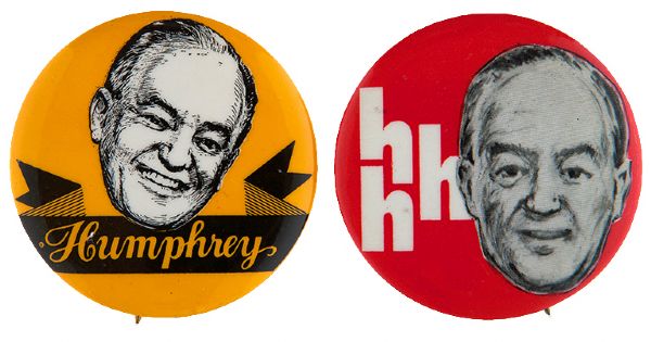 “HUMPHREY” / “HHH” BY ART FAIR 1968 BUTTON PAIR.       