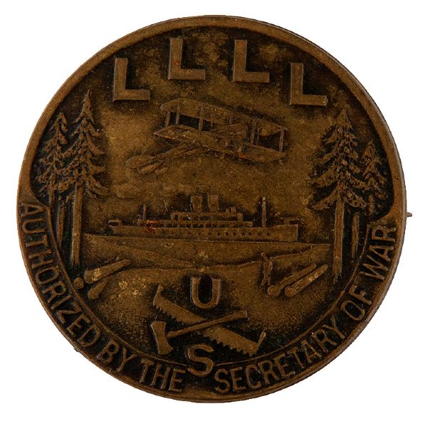 LOGGING AND AVIATION WORLD WAR I BRASS BUTTON.