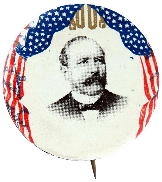 ALTON PARKER SINGLE PICTURE BUTTON WITH ORIGINAL F.F. PULVER BACK PAPER.