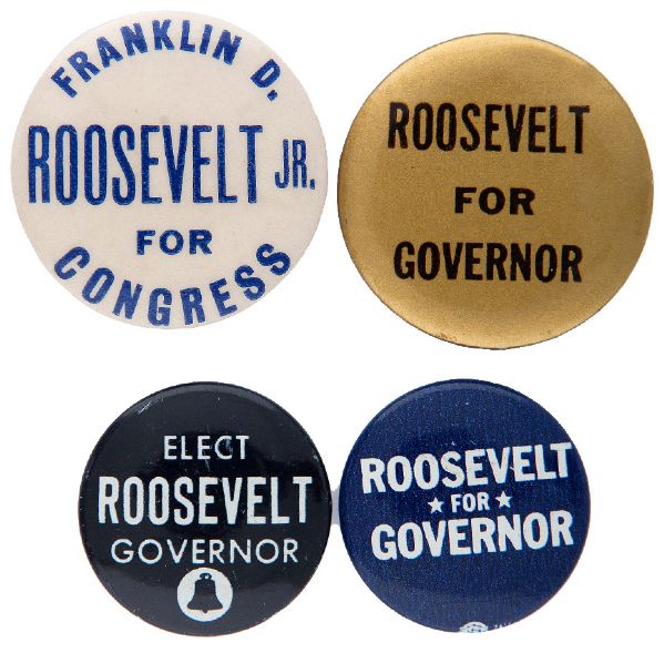 FRANKLIN D. ROOSEVELT, JR. 4 CAMPAIGN BUTTONS.