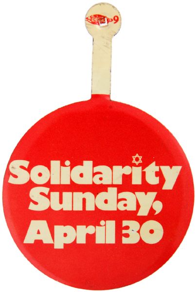 “SOLIDARITY SUNDAY, APRIL 30” JEWISH CAUSE LITHO TAB CIRCA 1975.