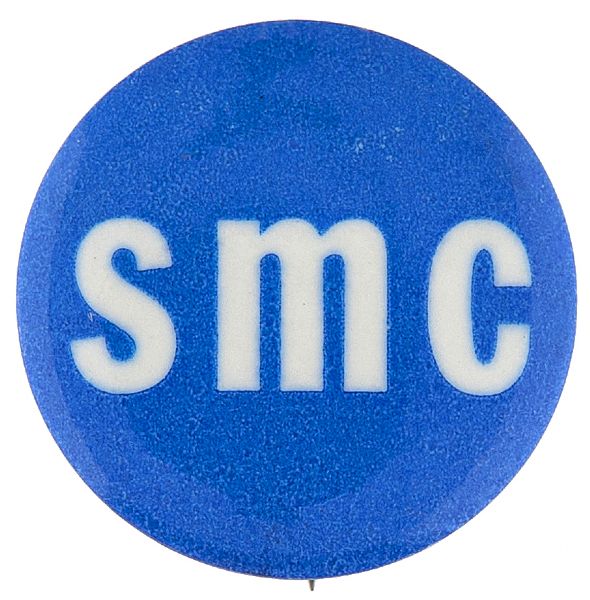 SMC EARLY VIETNAM PROTEST BUTTON FROM STUDENT MOBILIZATION COMMITTEE.