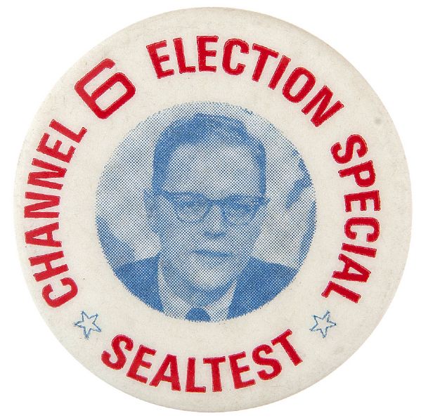 MILWAUKEE, WISC C. 1960 “CHANNEL 6 ELECTION SPECIAL / SEALTEST” PROMO WITH HOST SHOWN BUTTON.