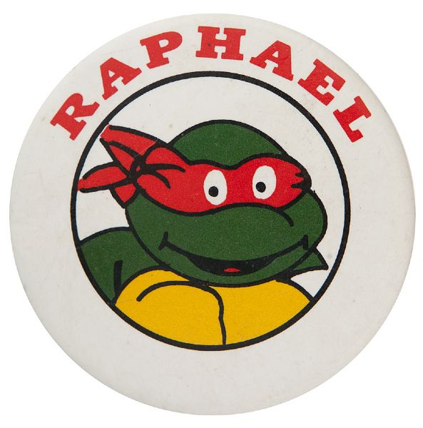 “RAPHAEL” TEENAGE MUTANT NINJA TURTLES PORTRAIT BUTTON.