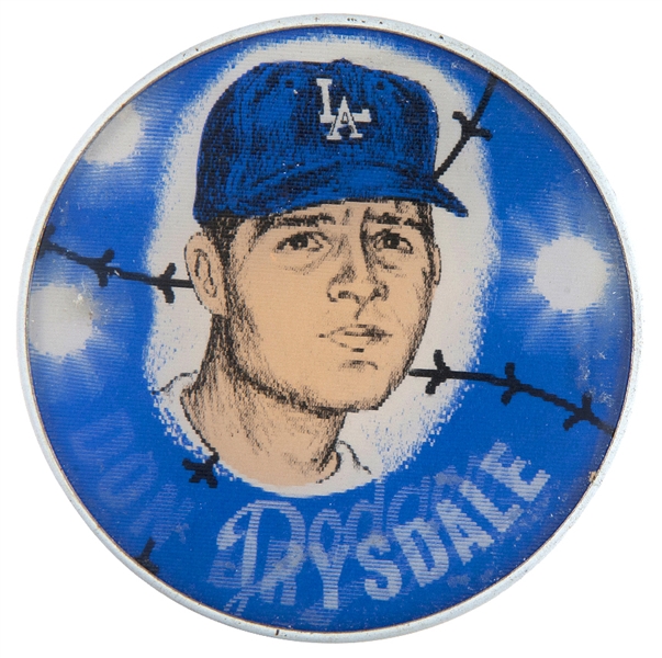 “DON DRYSDALE / LA DODGERS” 1964 FLICKER – FLASHER BASEBALL BUTTON.