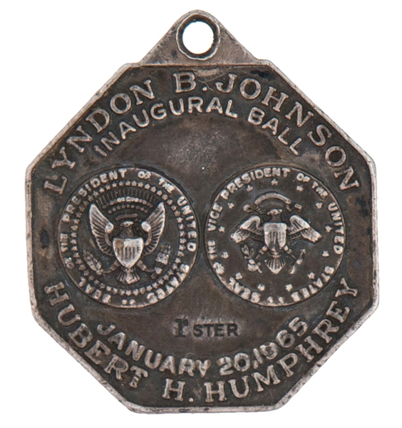 “LYNDON B. JOHNSON – HUBERT H. HUMPHREY INAUGURAL BALL / JANUARY 20, 1965” JUGATE STERLING SILVER MEDAL.