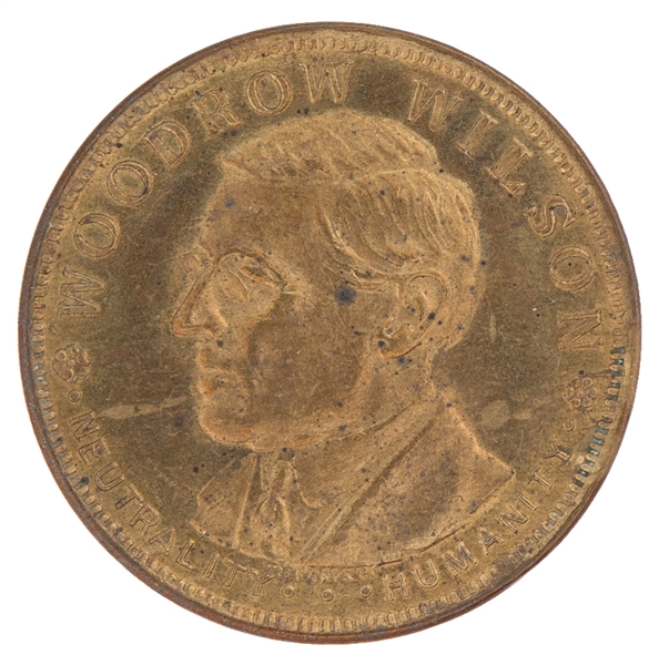 “WOODROW WILSON NEUTRALITY – HUMANITY / AMERICAN RED CROSS BAZAAR” 1914 EVENT BRASS MEDAL.