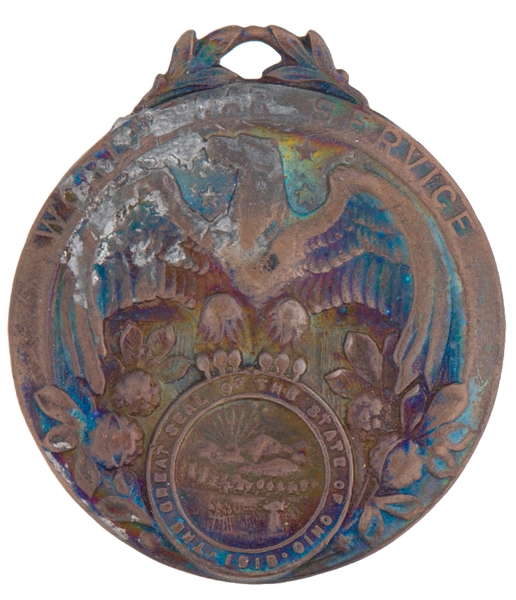 WORLD WAR I BRASS SERVICE AWARD FROM OHIO.