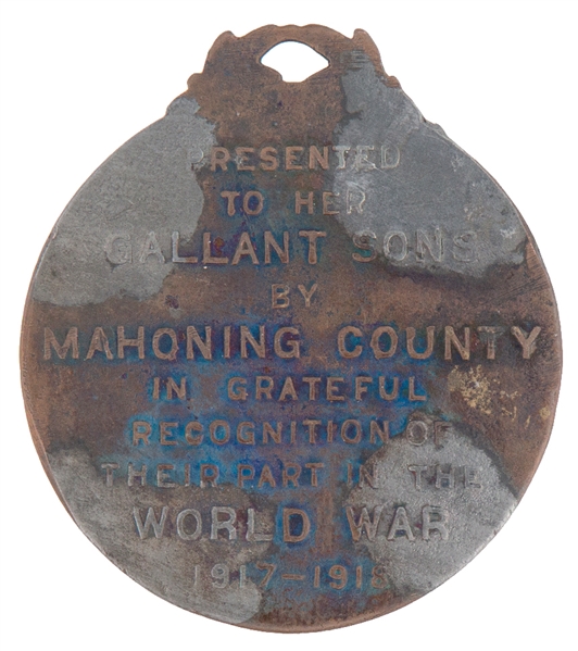 WORLD WAR I BRASS SERVICE AWARD FROM OHIO.