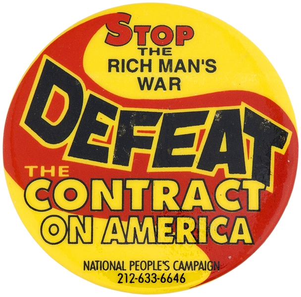 ANTI-NEWT GINGERICH 1995 LEVIN MASTER BUTTON.