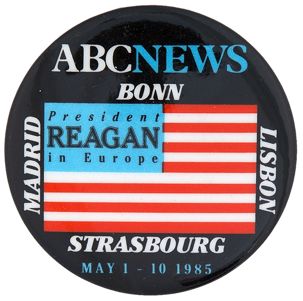 PRESIDENT REAGAN IN EUROPE – ABC NEWS STAFF BUTTON.
