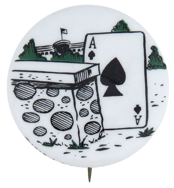 WALLACE (WALL ACE) REBUS BUTTON ORIGINAL 1968 GREEN NOT RED VERSION.