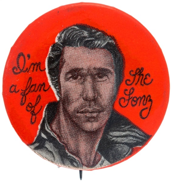 HAPPY DAYS I’M A FAN OF THE FONZ BUTTON.