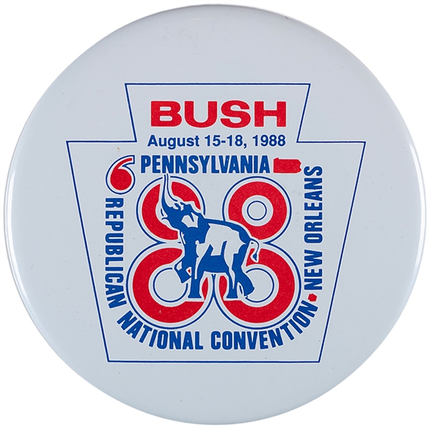 BUSH 1988 PENNSYLVANIA REPUBLICAN NATIONAL CONVENTION DELEGATION BUTTON.