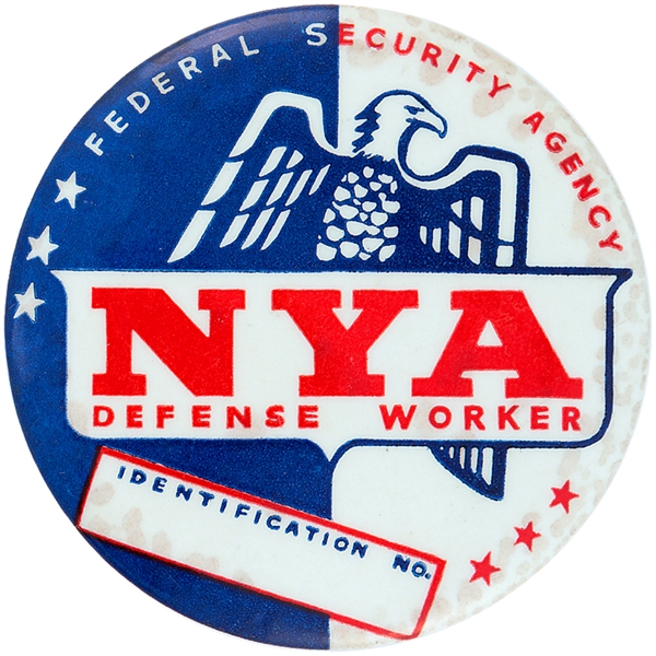 WORLD WAR II GOVERNMENT DEFENSE WORKER ID BUTTON.