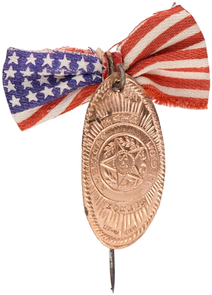 ROLLED PENNY AMERICAN LEGION ISSUE FOR 1933 CHICAGO WORLD’S FAIR ON STICKPIN.
